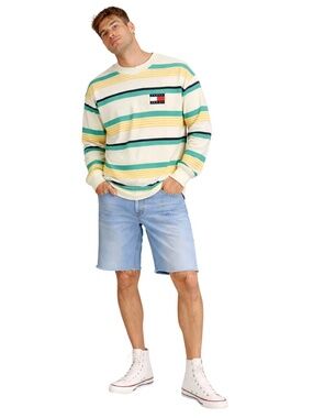 Tommy Hilfiger Pastel Striped Long Sleeve Cotton Loose Fit Shirt - Medium EUC